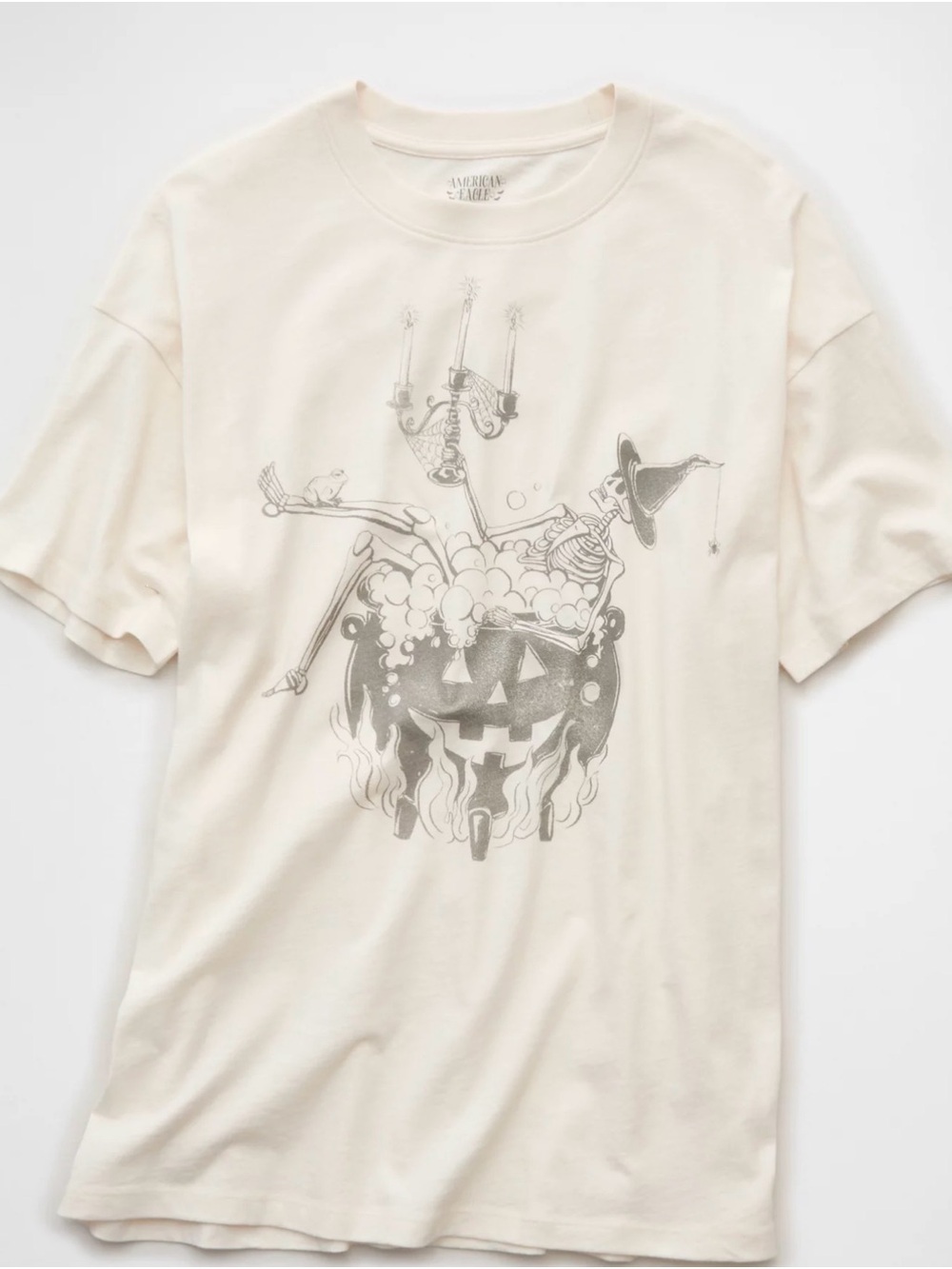 NWT American Eagle AE Women’s Oversized Halloween Skeleton Graphic T-Shirt - S